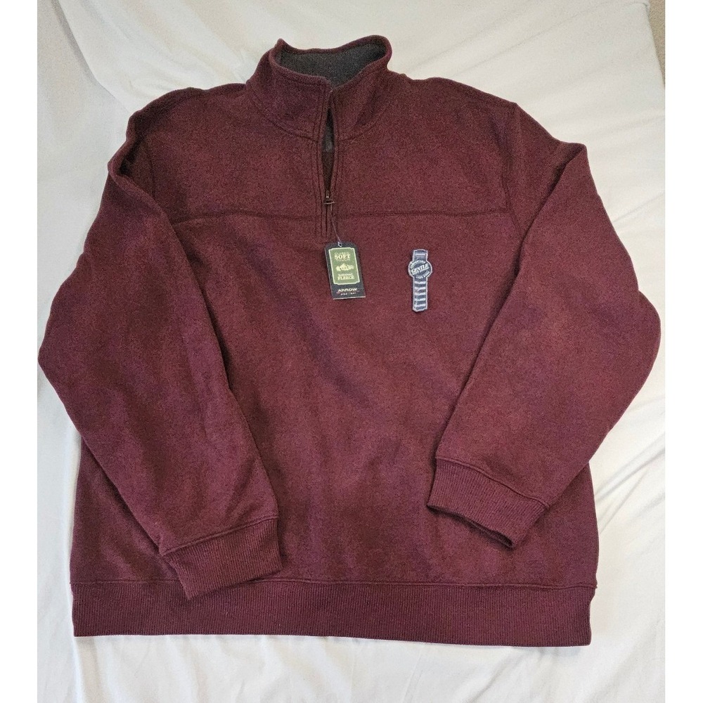 NWT Arrow‎ Saranac Fleece Men's XXL 1/4 Zip Pullover Corazon Heather Burgundy